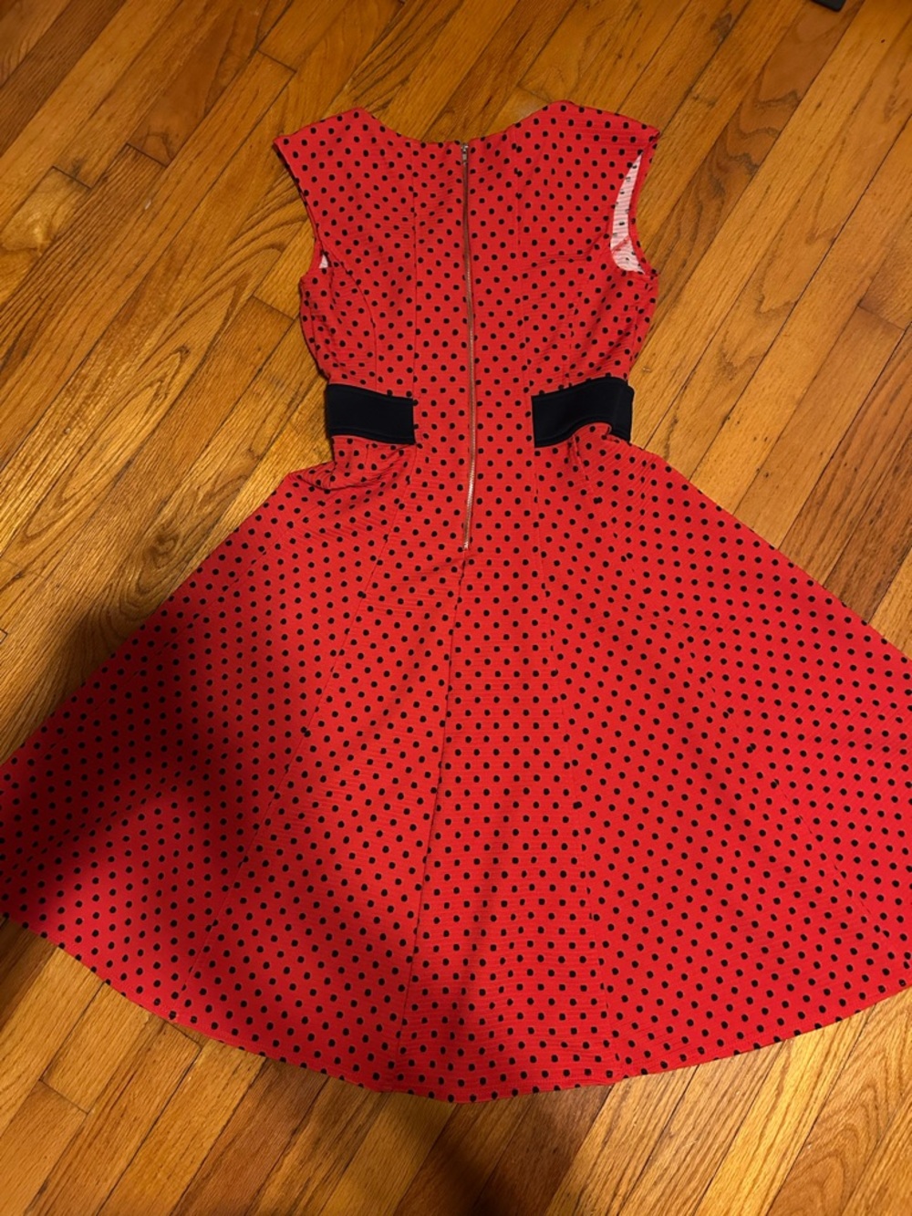 Danny & Nicole Red Dress with Black Polka Dots - Picture 6 of 6